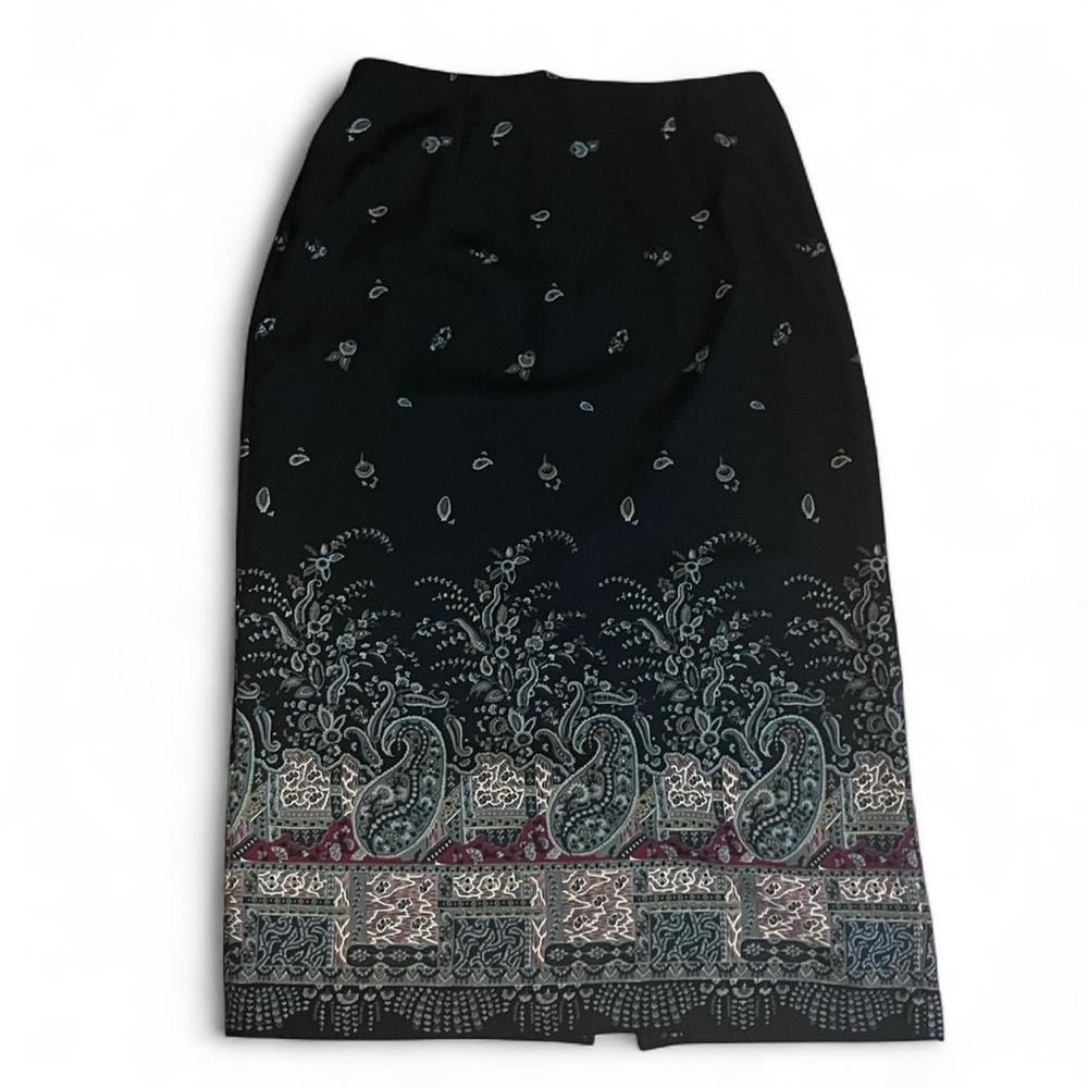 Vintage 90s Byer California Black Paisley Pencil Skirt